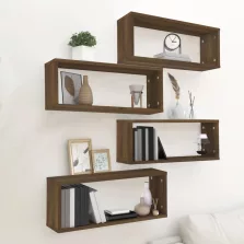   vidaXL 4 db barna tölgy színű szerelt fa fali kockapolc 60x15x23 cm