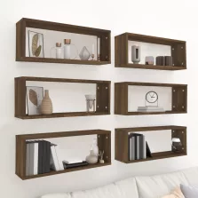   vidaXL 6 db barna tölgy színű szerelt fa fali kockapolc 60x15x23 cm