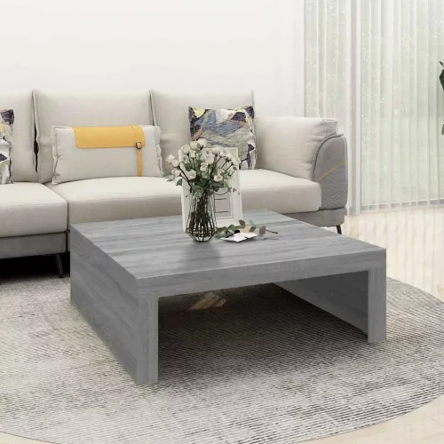 vidaXL szürke sonoma színű szerelt fa dohányzóasztal 100 x 100 x 35 cm