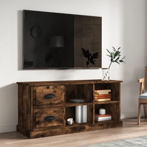 vidaXL füstös tölgyszínű szerelt fa TV-szekrény 102 x 35,5 x 47,5 cm