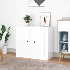   vidaXL 2 db magasfényű fehér szerelt fa tálalószekrény 37,5x35,5x67,5