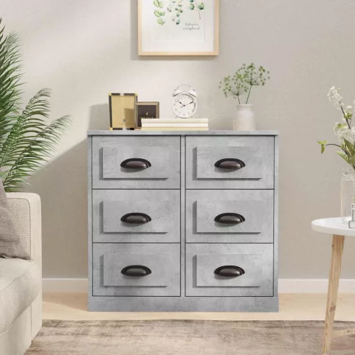 vidaXL betonszürke szerelt fa tálalószekrény 70x35,5x67,5 cm