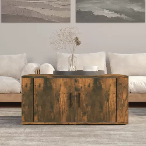 vidaXL füstös tölgy színű szerelt fa dohányzóasztal 80 x 50 x 36 cm