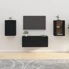   vidaXL 2 db fekete falra szerelhető TV-szekrény 40 x 34,5 x 60 cm