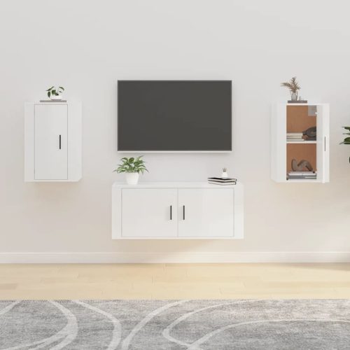 vidaXL 2 db magasfényű fehér fali TV-szekrény 40x34,5x60 cm