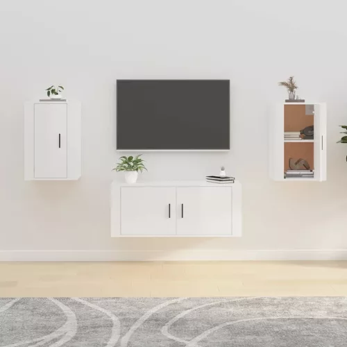 vidaXL 2 db magasfényű fehér fali TV-szekrény 40x34,5x60 cm
