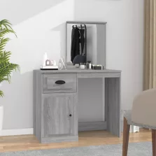   vidaXL szürke sonoma szerelt fa tükrös pipereasztal 90 x 50 x 132,5 cm