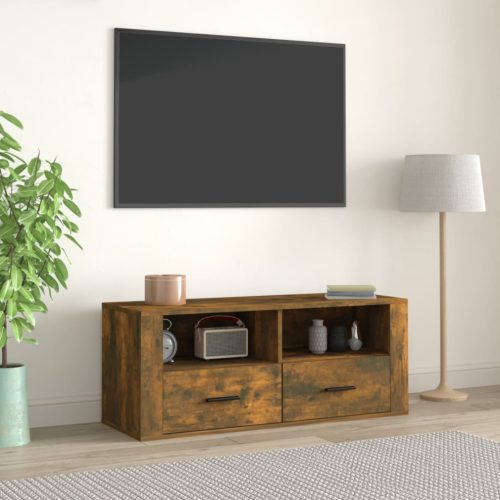 vidaXL füstös tölgyszínű szerelt fa TV-szekrény 100 x 35 x 40 cm