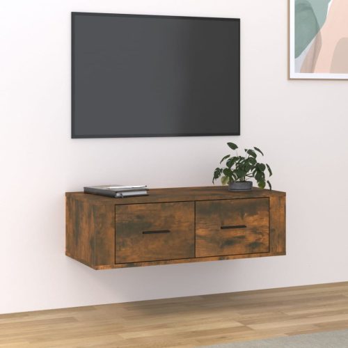 vidaXL füstös tölgyszínű szerelt fa függő TV-szekrény 80 x 36 x 25 cm