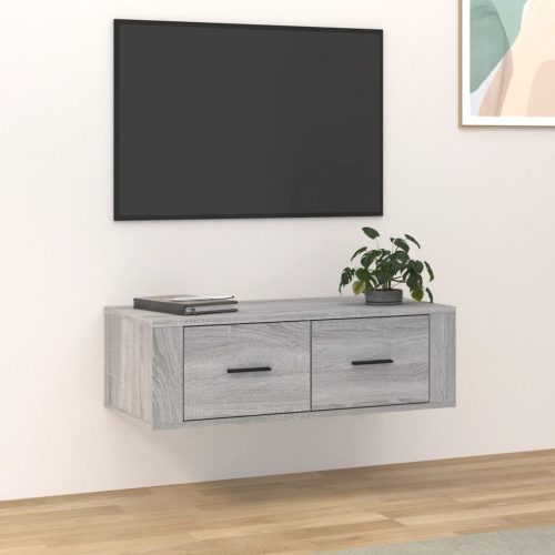 vidaXL szürke sonoma színű szerelt fa függő TV-szekrény 80x36x25 cm