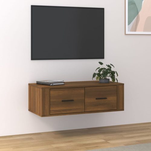 vidaXL barna tölgyszínű szerelt fa függő TV-szekrény 80 x 36 x 25 cm