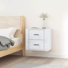   vidaXL magasfényű fehér falra szerelhető éjjeliszekrény 50x36x47 cm