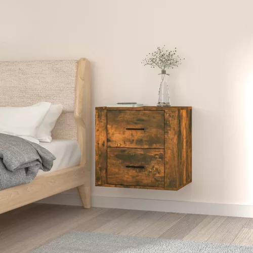 vidaXL füstös tölgy színű falra szerelhető éjjeliszekrény 50x36x47 cm