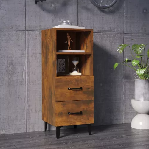 vidaXL füstös tölgy színű szerelt fa tálalószekrény 34,5 x 34 x 90 cm