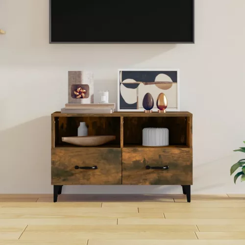 vidaXL füstös tölgy színű szerelt fa TV-szekrény 80 x 36 x 50 cm