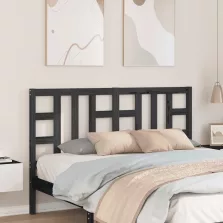   vidaXL fekete tömör fenyőfa ágyfejtámla 146 x 4 x 100 cm