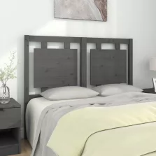   vidaXL szürke tömör fenyőfa ágyfejtámla 125,5 x 4 x 100 cm