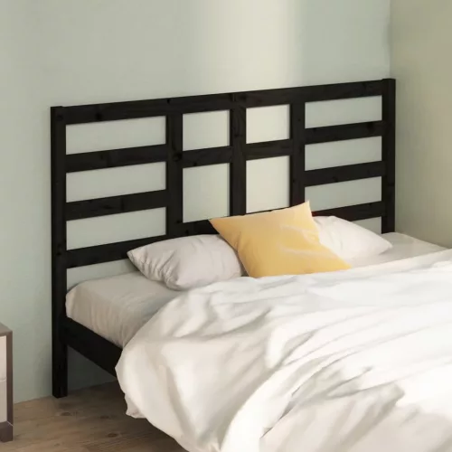 vidaXL fekete tömör fenyőfa ágyfejtámla 126 x 4 x 104 cm