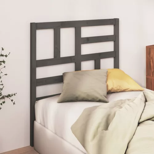vidaXL szürke tömör fenyőfa ágyfejtámla 106x4x104 cm