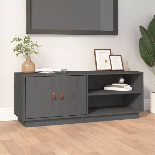 vidaXL szürke tömör fenyőfa TV-szekrény 105x34x40 cm