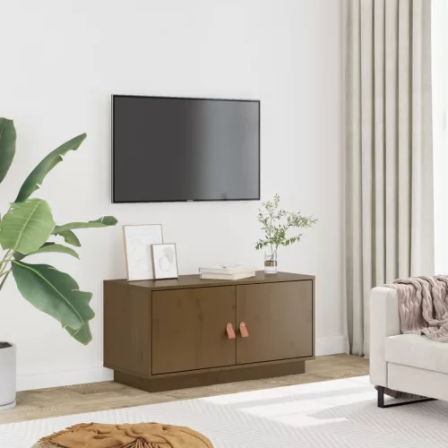 vidaXL mézbarna tömör fenyőfa TV-szekrény 80x34x40 cm