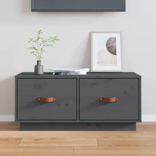 vidaXL szürke tömör fenyőfa TV-szekrény 80 x 34 x 35 cm