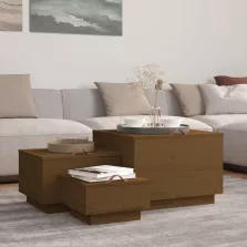   vidaXL 3 db mézbarna tömör fenyőfa tárolódoboz fedéllel