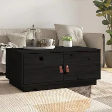   vidaXL fekete tömör fenyőfa dohányzóasztal 80 x 50 x 35 cm