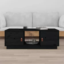   vidaXL fekete tömör fenyőfa dohányzóasztal 100 x 100 x 40 cm