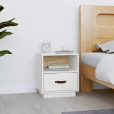   vidaXL fehér tömör fenyőfa éjjeliszekrény 40 x 34 x 45 cm