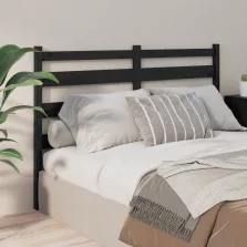   vidaXL fekete tömör fenyőfa ágyfejtámla 146 x 4 x 100 cm