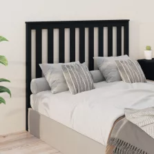   vidaXL fekete tömör fenyőfa ágyfejtámla 126 x 6 x 101 cm