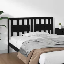   vidaXL fekete tömör fenyőfa ágyfejtámla 125,5 x 4 x 100 cm