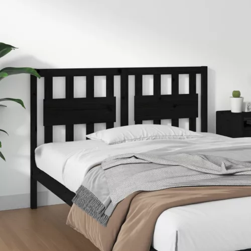 vidaXL fekete tömör fenyőfa ágyfejtámla 125,5 x 4 x 100 cm
