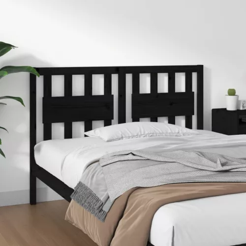 vidaXL fekete tömör fenyőfa ágyfejtámla 145,5 x 4 x 100 cm