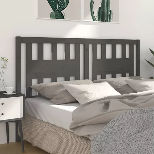 vidaXL szürke tömör fenyőfa fejtámla 126x4x100 cm