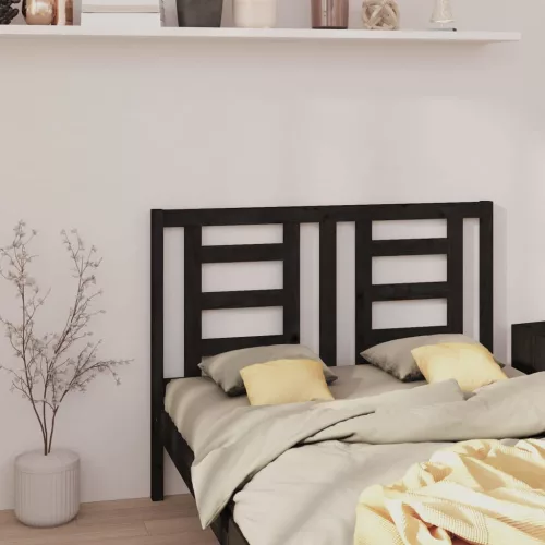 vidaXL fekete tömör fenyőfa ágyfejtámla 146 x 4 x 100 cm