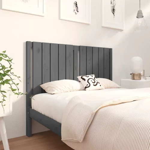 vidaXL szürke tömör fenyőfa ágyfejtámla 125,5 x 4 x 100 cm