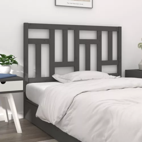 vidaXL szürke tömör fenyőfa ágyfejtámla 125,5 x 4 x 100 cm