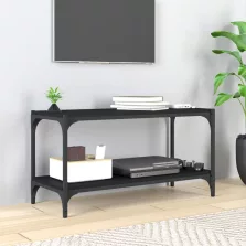   vidaXL fekete szerelt fa és acél TV-szekrény 80 x 33 x 41 cm