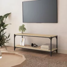   vidaXL sonoma tölgy színű szerelt fa és acél TV-szekrény 100x33x41 cm