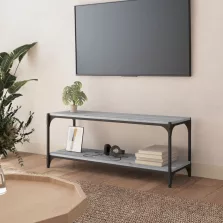  vidaXL szürke sonoma színű szerelt fa és acél TV-szekrény 100x33x41 cm