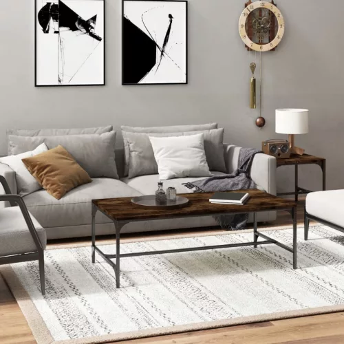 vidaXL füstös tölgy színű szerelt fa dohányzóasztal 100x50x35 cm