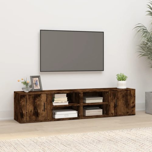 vidaXL 2 db füstös tölgyszínű szerelt fa TV-szekrény 80x31,5x36 cm