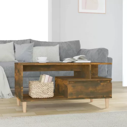 vidaXL füstös tölgy színű szerelt fa dohányzóasztal 90x49x45 cm