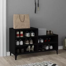 vidaXL fekete szerelt fa cipősszekrény 102x36x60 cm