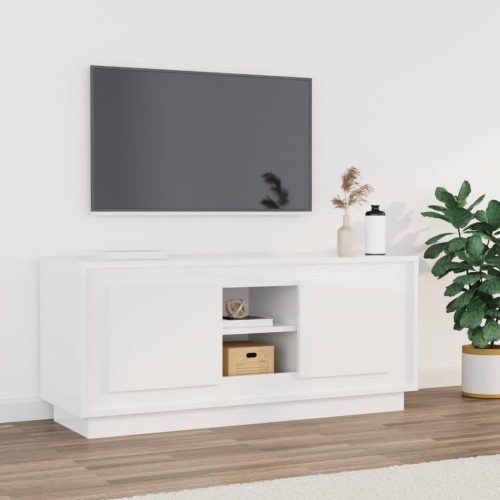 vidaXL fehér magasfényű szerelt fa TV-szekrény 102x35x45 cm