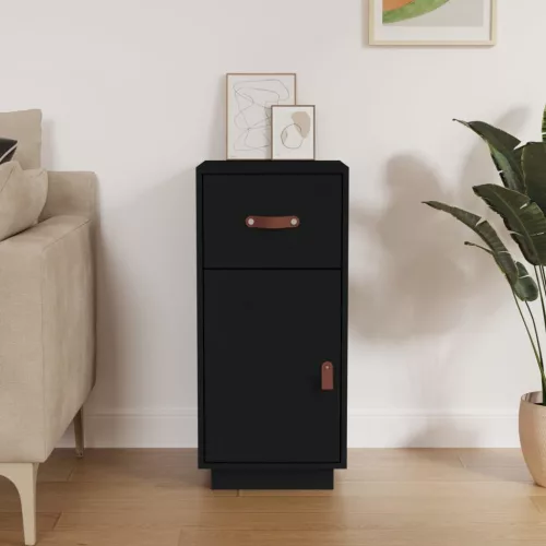 vidaXL fekete tömör fenyőfa tálalószekrény 34 x 40 x 75 cm