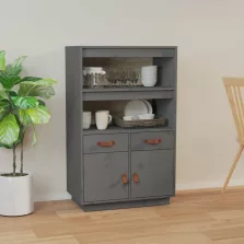   vidaXL szürke tömör fenyőfa magasszekrény 67 x 40 x 108,5 cm