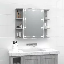  vidaXL szürke sonoma tölgy színű tükrös szekrény LED-del 70x16,5x60 cm
